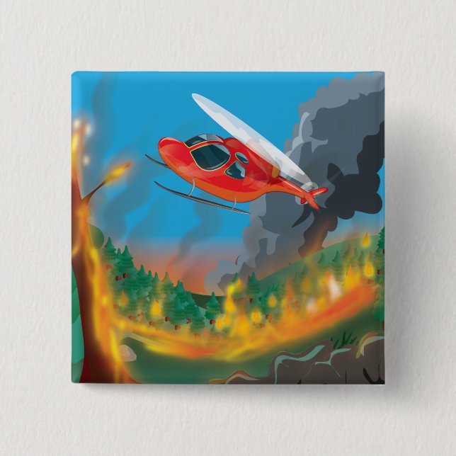 Rescue Helicopter 2 Inch Square Button (Front)