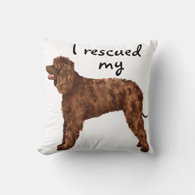 Rescue Irish Water Spaniel Throw Pillow (Front)