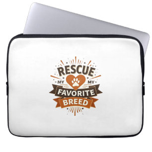 Rescue Is My Favourite Breed Vintage Dog Adoption  Laptop Sleeve