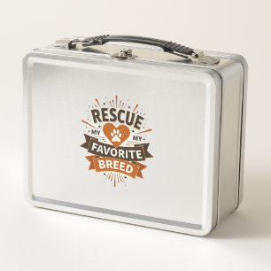 Rescue Is My Favourite Breed Vintage Dog Adoption  Metal Lunch Box