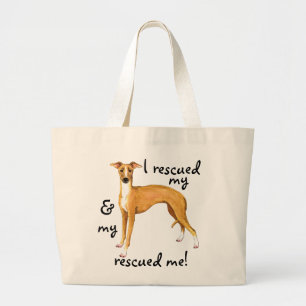 Rescue Italian Greyhound Large Tote Bag