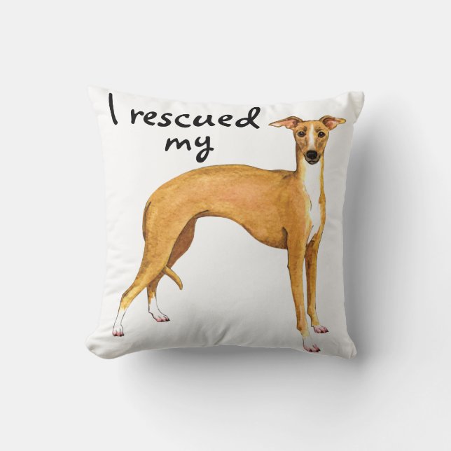 Rescue Italian Greyhound Throw Pillow (Front)