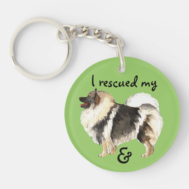 Rescue Keeshond Keychain (Front)