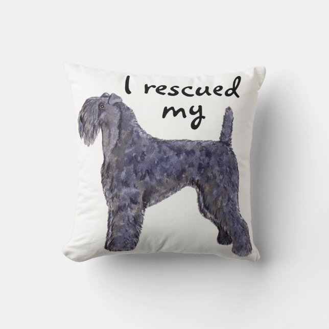 Rescue Kerry Blue Throw Pillow (Front)
