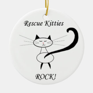 Rescue Kitties Rock! Ceramic Ornament