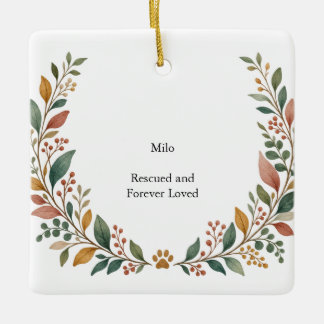 Rescue Love Botanical Ceramic Square Ornament