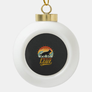 Rescue Love Dog Retro Sunset Trees Ceramic Ball Christmas Ornament