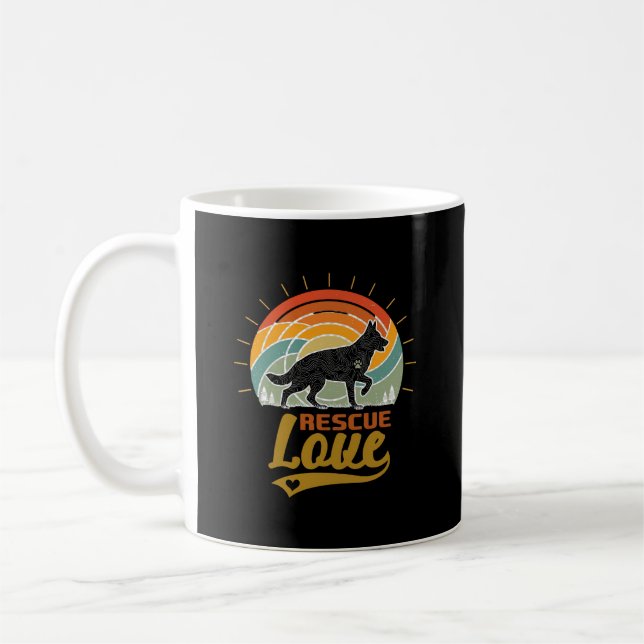 Rescue Love Dog Retro Sunset Trees Coffee Mug (Left)