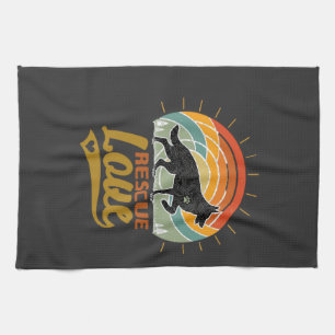 Rescue Love Dog Retro Sunset Trees Kitchen Towel