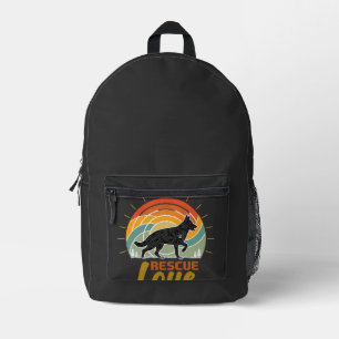 Rescue Love Dog Retro Sunset Trees Printed Backpack