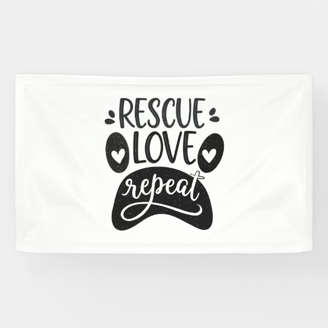 Rescue Love Repeat Dog Paw Tee Banner (Horizontal)