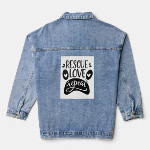 Rescue Love Repeat Dog Paw Tee Denim Jacket