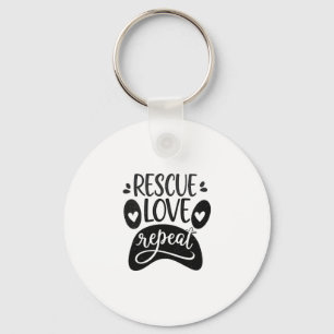 Rescue Love Repeat Dog Paw Tee Keychain
