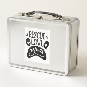Rescue Love Repeat Dog Paw Tee Metal Lunch Box