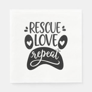 Rescue Love Repeat Dog Paw Tee Napkin
