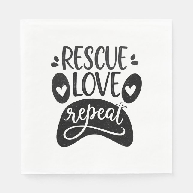 Rescue Love Repeat Dog Paw Tee Napkin (Front)