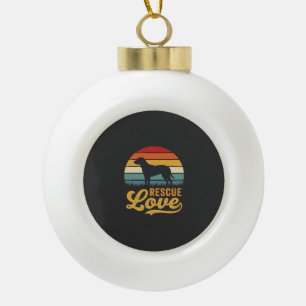 Rescue Love Retro Dog Sunset_1 Ceramic Ball Christmas Ornament