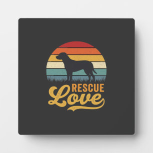 Rescue Love Retro Dog Sunset_1 Plaque