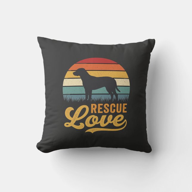 Rescue Love Retro Dog Sunset_1 Throw Pillow (Front)