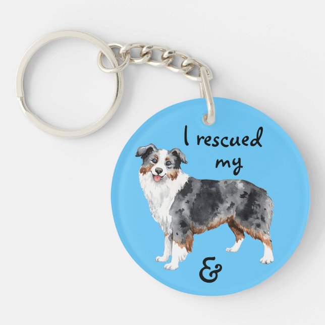 Rescue Miniature American Shepherd Keychain (Front)