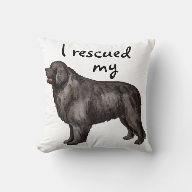 Rescue Newfoundland Throw Pillow (Front)