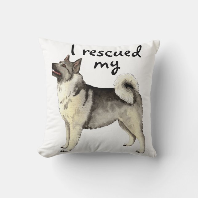 Rescue Norwegian Elkhound Throw Pillow (Front)