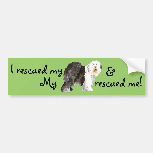 Rescue Old English Sheepdog Bumper Sticker (Front)