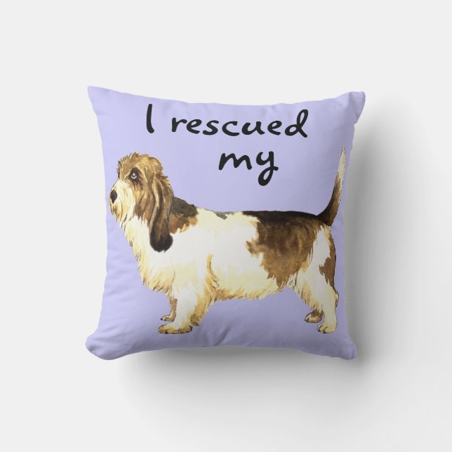Rescue Petit Basset Griffon Vendéen Throw Pillow (Front)