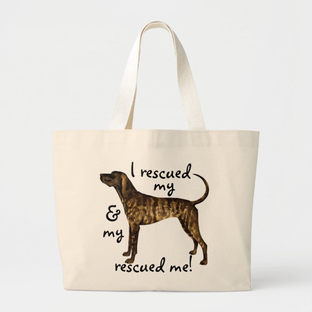 Rescue Plott Hound Large Tote Bag (Front)