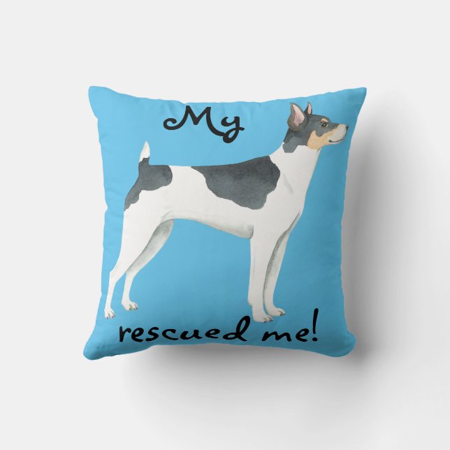 Rescue Rat Terrier Throw Pillow (Back)