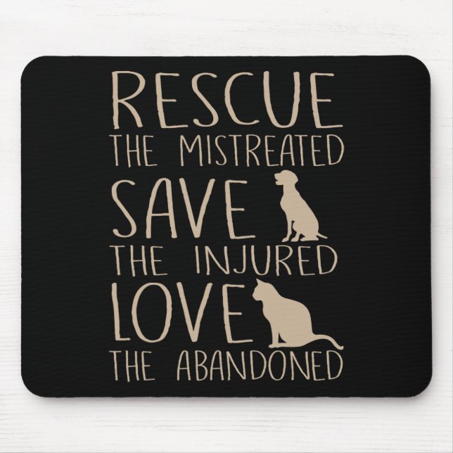 Rescue Save Love - Cute Animal Rescue Dog Cat Love Mouse Pad (Front)
