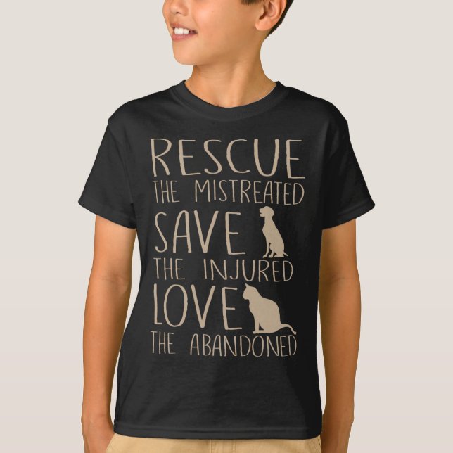 Rescue Save Love - Cute Animal Rescue Dog Cat Love T-Shirt (Front)