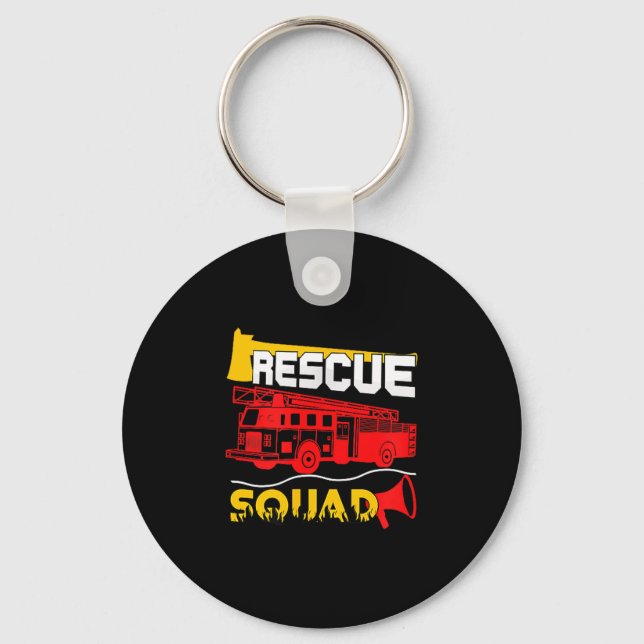 Rescue Squad Lifesaver Fireman Gift Proud Firefigh Keychain (Front)