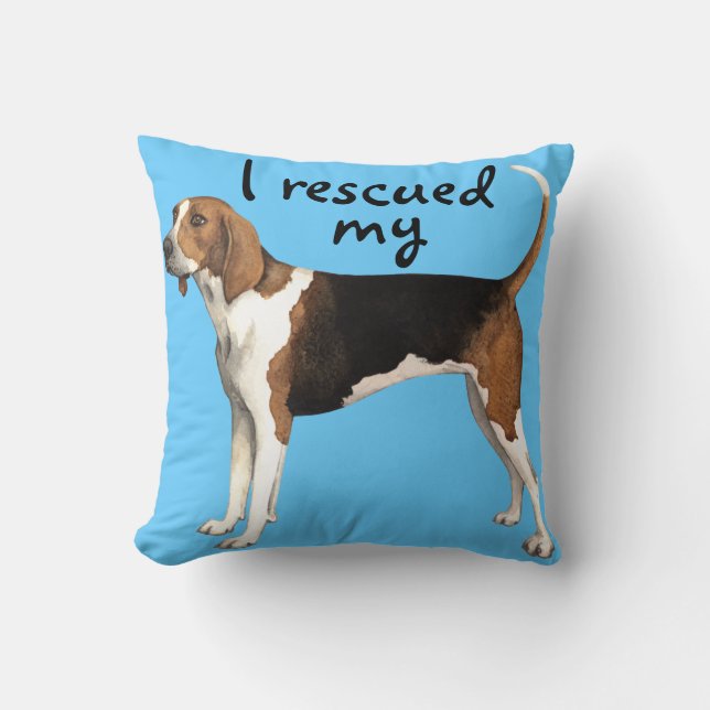 Rescue Treeing Walker Coonhound Throw Pillow (Front)