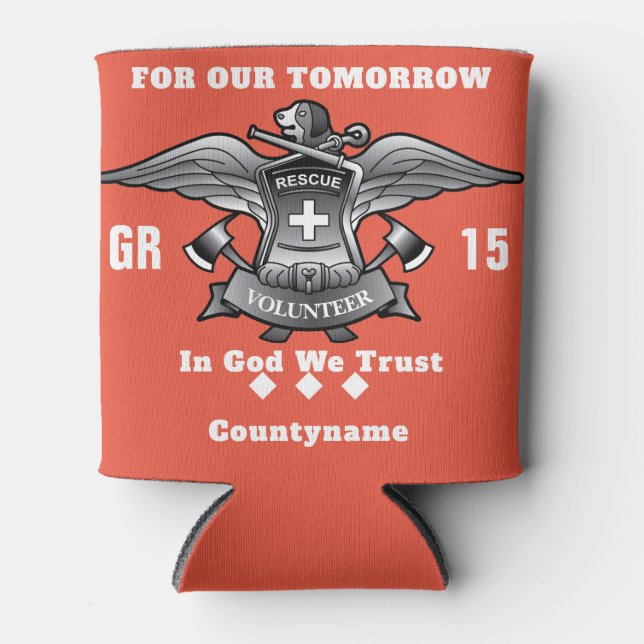 Rescue Volunteer  Can Cooler (Front)