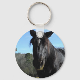 Rescued Black Draught Horse Keychain