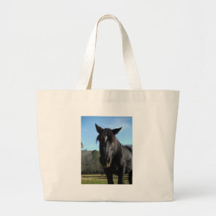 Rescued Black Draught   Horse Large Tote Bag