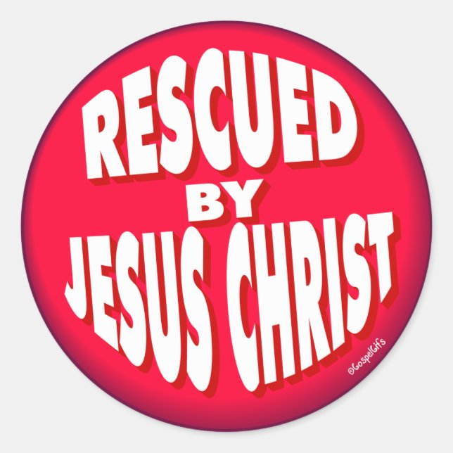 Rescued by Jesus Classic Round Sticker (Front)