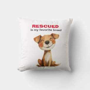 Rescued is my favorite breed dog design throw pillow