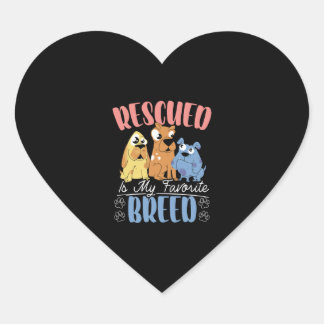 Rescued Is My Favourite Breed Animal Rescue Heart Sticker