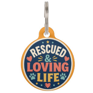 Rescued & Loving Life Funny Rescue Dog Tag