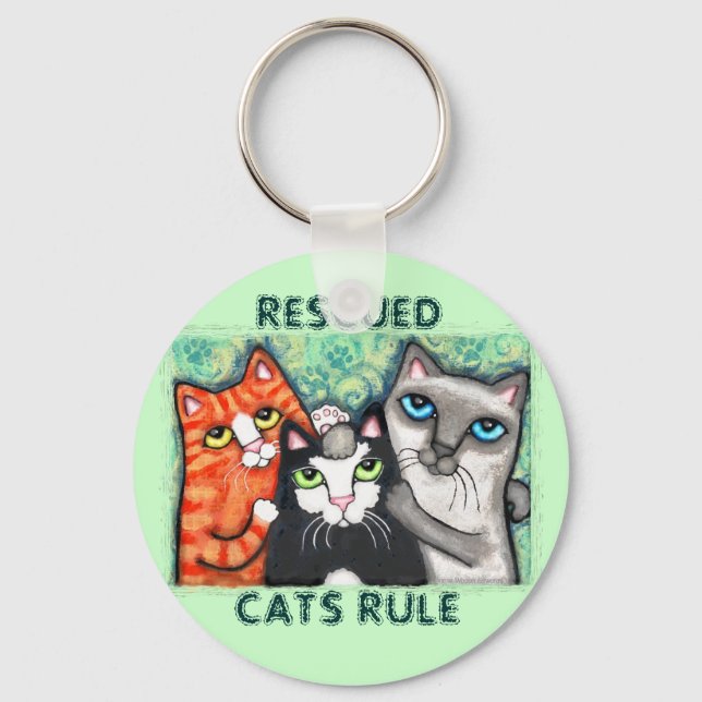 Rescued / Shelter Cat's Keychain (Front)