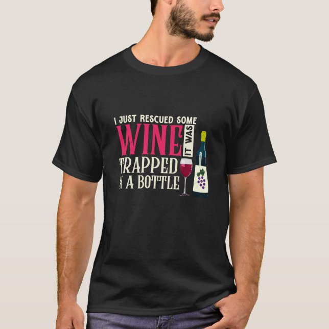 Rescued Some Wine Drinking Drinker Sayings Graphic T-Shirt (Front)