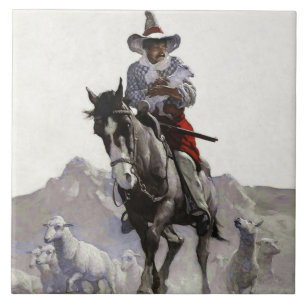 Rescued Western Art by NC Wyeth Tile
