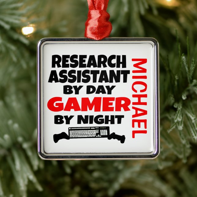 Research Assistant Loves Playing Video Games Metal Ornament (Tree)
