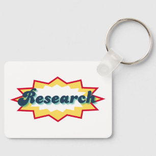 Research, comic book pop design keychain