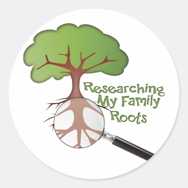 Researching my Family Roots Classic Round Sticker (Front)