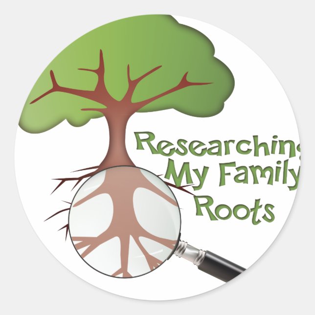 Researching my Family Roots Classic Round Sticker (Front)