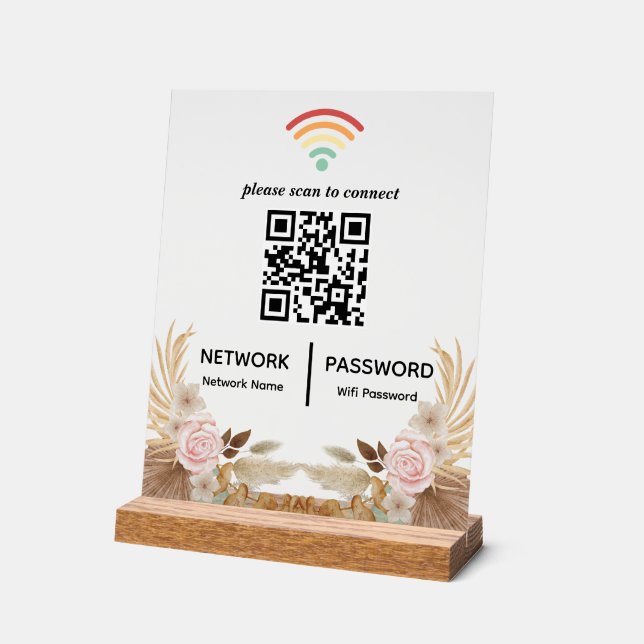 Réseau Wi-Fi Baby shower aquarelle Code QR (Angle)