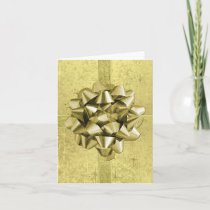 Resembles a Gold Foil Christmas Present Holiday Card